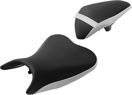 TCT-MOTORPARTS Cojín de asiento de conductor y pasajero para Kawasaki Ninja 400 2018-2024 Z400 2019-2024 (negro + blanco #4)