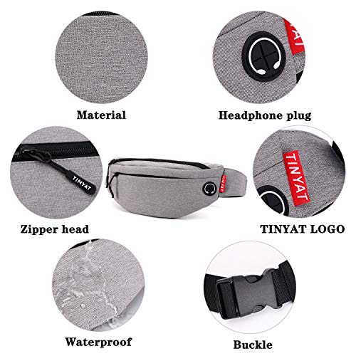 TINYAT Gürteltasche Hüfttasche Männer Frauen Sling Pocket Sport Laufen Kopfhörer Jack Wandern Gehen Hund Reisen Super Light, T2003