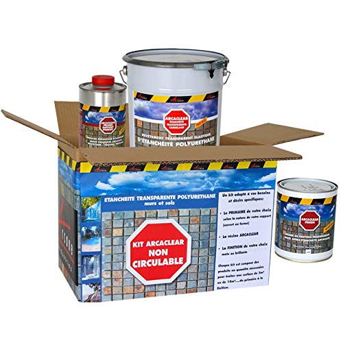 Preisvergleich Produktbild Kit arcaclear Kunstharz Transparent Wassersäule für Terrasse geflieste System arcaclear Kit Transparent Finish Mate, Kit 10 m², Verkehr leicht (Wartung, Reinigung...), Halterung NICHT porös