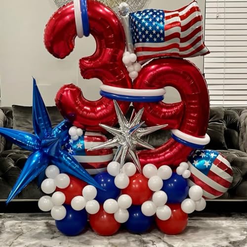Image of YMSZ Red White and Blue Balloons, 4th of July Balloons Decorations | 67pcs, 12 Inch, Red and Blue Balloons for Independence Day Birthday Party Decorations