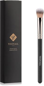 TEOYALL Highlighter Brush, Small Plush Fluflly Synthetic Bristles Tapered Under Eye Setting Brush for Bronzer Cheek with Loose Powder