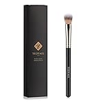 TEOYALL Highlighter Brush, Small Plush Fluflly Synthetic Bristles Tapered Under Eye Setting Brush for Bronzer Cheek with Loose Powder