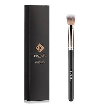 TEOYALL Highlighter Brush, Small Plush Fluflly Synthetic Bristles Tapered Under