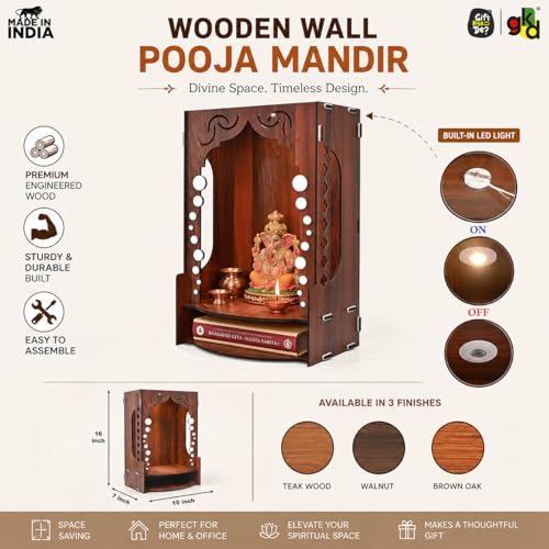 Gift Kya De Wooden Temple for Home Wall Mounted thumbnail 12