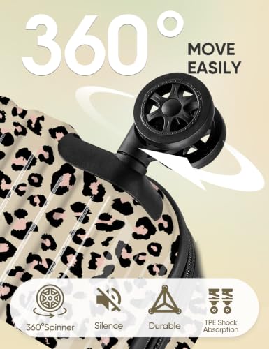 Image of Cheetah Print Carry on Luggage - Airline Approved Suitcases with Spinner Wheels, Built-In TSA Lock,Hard Shell Expandable Suitcases
