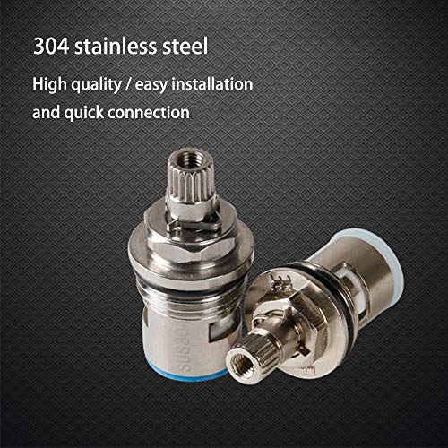 2 Stück Keramik Ventil Ersatzkartusche, heißes und kaltes Universalventil Keramik Deckel, Edelstahl Wasserhahn Ventil, Innensteuerarmaturventil Keramikpatrone, Patrone für Bad, Küche, Garten