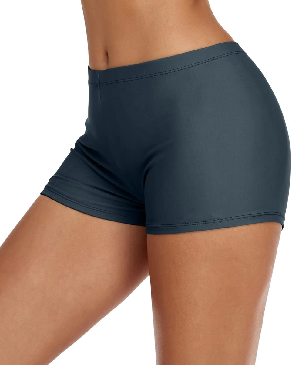Swim Shorts for Women Stretchy Board Shorts Solid Tankini Bottoms Sport Swimsuit Bottoms - Image 5