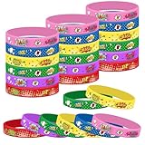 Lesnala 48 Pcs Hero party favors rubber wristband 6 Styles Carnival goodie bag stuffers Hero comic book silicone bracelet for School rewards Superhero Theme birthday decorations