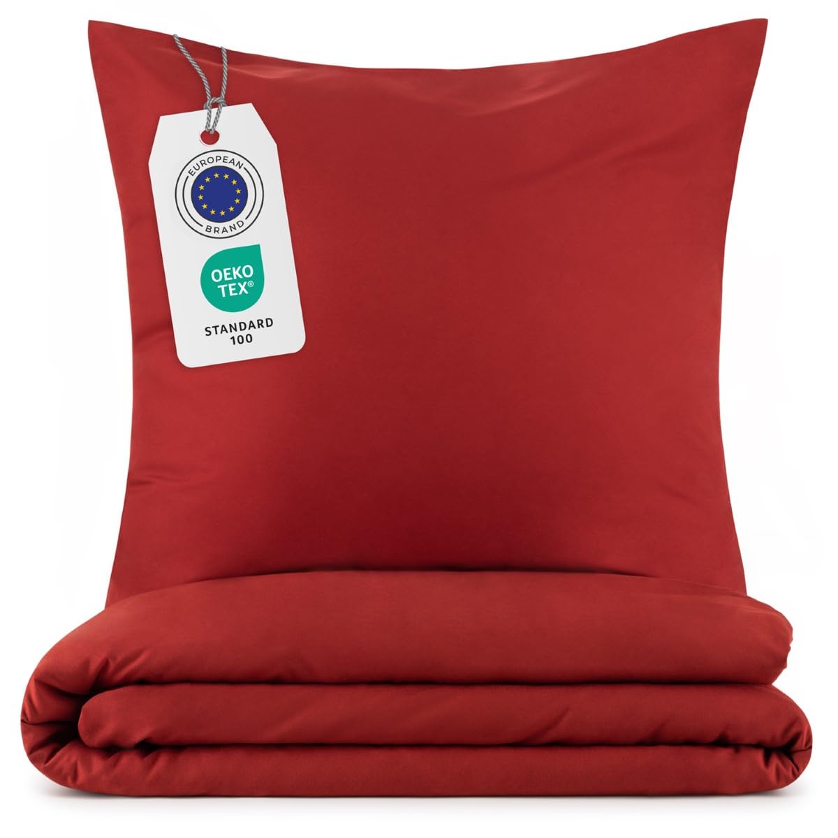 Blumtal Copripiumino Una Piazza e Mezza 200x200 e Federe 50x80 - Set di Lenzuola in microfibra extra morbida certificata Oeko-Tex, Set Copripiumino con 2 Federe - 3 pezzi - Rosso Aurora