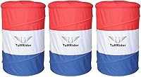 TuffRider Collapsible Barrel Set of 3 - Red/White/Blue Lightweight Poly Nylon Equestrian Arena Training Drums 36" Tall