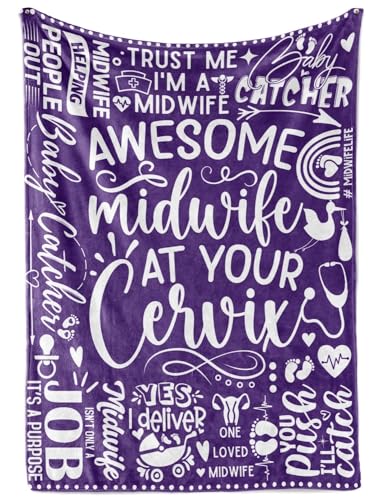 Image of Huglanket Midwife Gifts, Midwife Blanket for OB Nurses, Obstetrician-Gynecologist, Pediatricians, Coworkers from Pregnant Women, 65 x 50 Inches