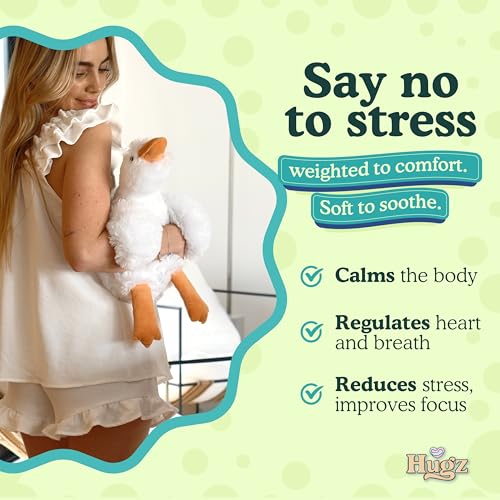Image of Hugz Official Quackers The Duck - Premium Weighted Stuffed Animal Plushie 3.8 lb for Adults & Kids - Microwavable - Heatable & Coolable - Super Soft Fur - Gift Ready Tube Packaging