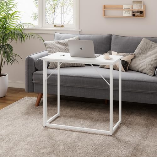 Dripex Folding Desk Foldable Small Computer Desk Writing Table for Small Place Easy Assembly, White 7 Dripex Folding Desk Foldable Small Computer Desk Writing Table for Small Place Easy Assembly, White - Image 7