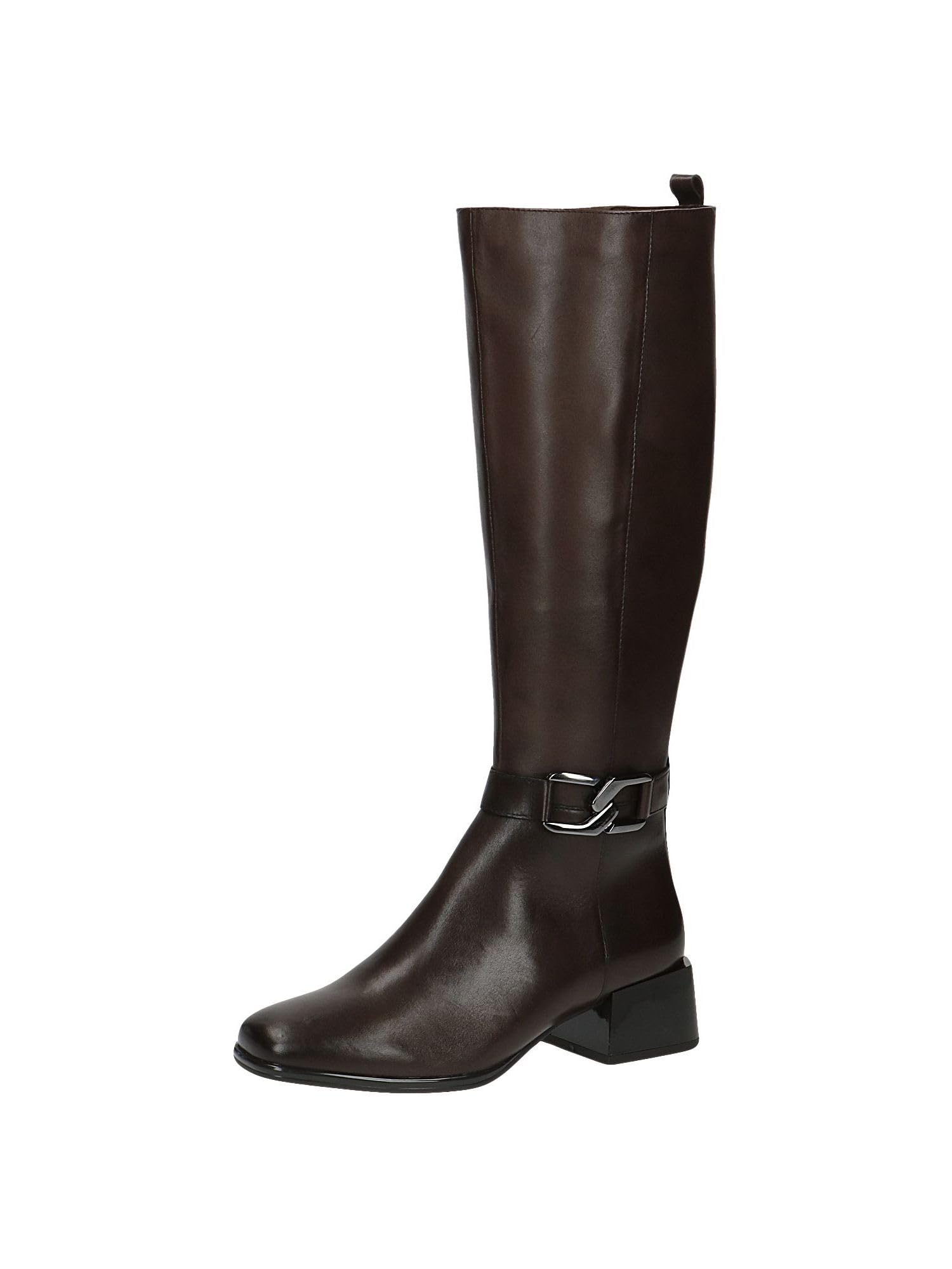 CAPRICE Women's high boots with heel made of leather Block heel Width G, Brown (Dk Brown Nappa), 6.5 UK