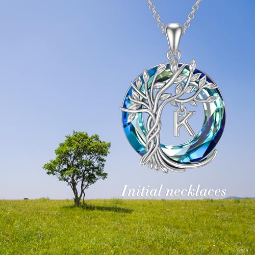 TOUPOP Tree of Life Necklace for Women 925 Sterling Initial A-Z Letter Pendant Family Tree Crystal Jewelry Birthday Anniversary Christmas Gifts for Her Mom Wife Girlfriend Daughter4