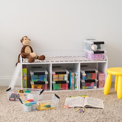 Boîte de rangement transparente plastique empilable avec couvercle clippé - 8