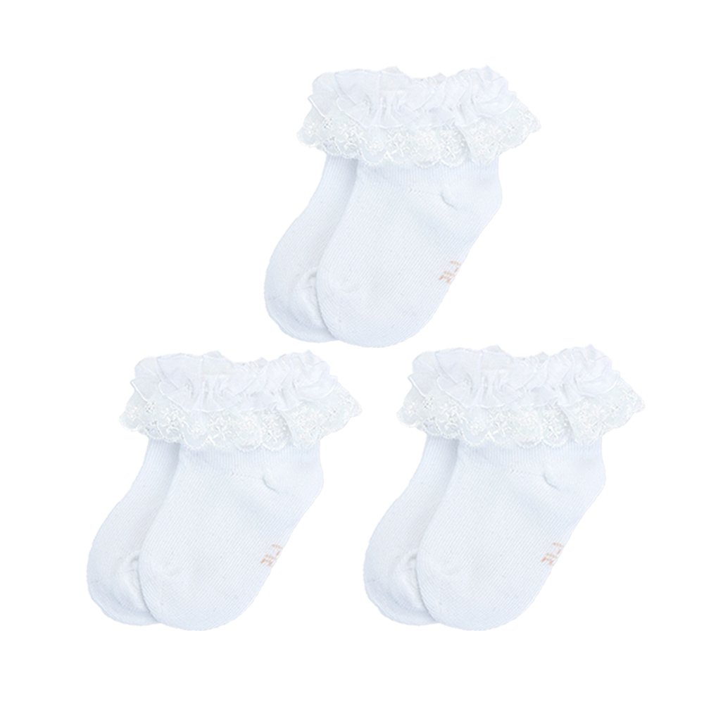 ESTAMICO 3 Paar Socken mit Rüschen aus Spitze für Baby Mädchen