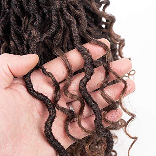6Packs New Goddess Locs Crochet Hair 14 Inch River Locs Boho Hippie Locs Wavy Crochet With Curly Hair In Middle And Ends Braids Hair Extensions (6Packs,14 Inch, T30) #TOP3