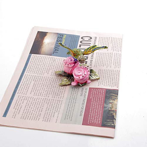 Hummingbird Figurine Hinged Trinket Box Decorative Jewelry Boxes For Ring - Hummingbird On Pink Flowers Figurine Collectibles #TOP5