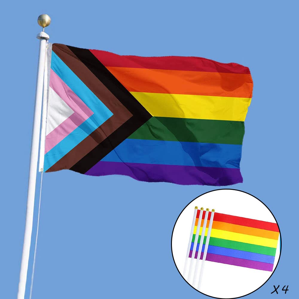 AhfuLife 1pcs Arcobaleno Bandiera, 150x90cm Transgender Pride Bandiera LGBTQ - Doppio Lato con Occhielli in Ottone per Pride Day Parade Decorazioni (1 Pcs, Arcobaleno