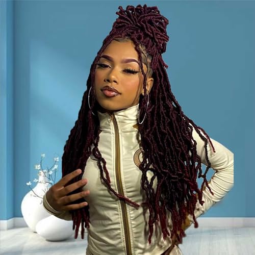 24 Inch Soft Locs Crochet Hair Pre Looped 6 Packs Faux Locs Crochet Braids Curly Wavy Goddess Locs for Butterfly Locs Hair (24 Inch (Pack of 6) T118)