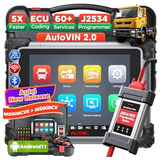 Autel Maxisys CV MS908CV 2023, Heavy Duty Truck Scanner, Semi Truck Tool with J-2534 ECU Programming, Coding, Active Test, 25 Services, 23 Adaption Functions, Bluetooth Diesel Diagnostic Tablet
