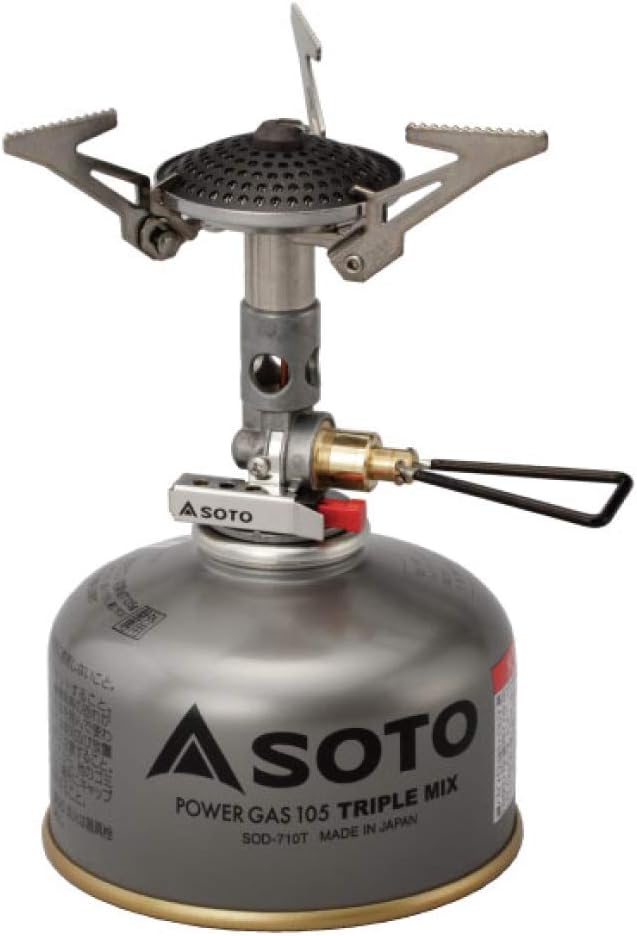 SOTO SOD-300S Single Burner, Compact, Equipped with Micro Regulator (High Heat Power, Wind Resistant), OD Can, Storage Pouch Included, Solo, Trekking, Mountain Climbing, Micro Regulator Stove