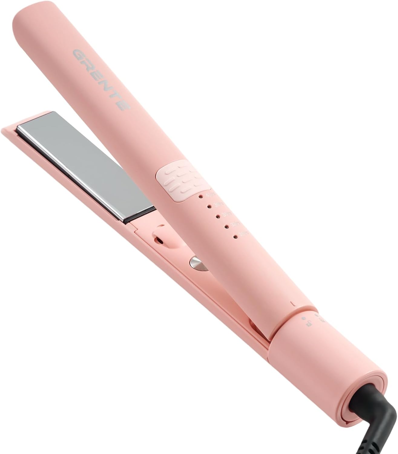 Titanium Flat Iron Travel Hair Straightener and Curler 2 in 1 with Quick Fast Heating, 1 Inch Professional Straightening Iron, 5 Temp Settings for All Hair Types, Dual Voltage & Auto-Shut Off(Pink)