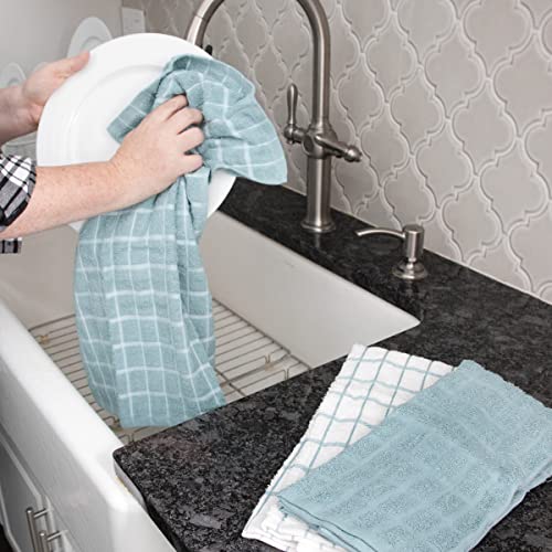 Ritz Premium 100% Cotton Terry Check Kitchen Dish Towels - Highly Absorbent, Super Soft, Long-Lasting, 25"x15", 3-Pack, Dew - Image 4