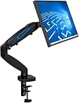 Support de bras de double moniteur ergonomique pour les écrans doubles 20lbs, Ressort à gaz réglable, en mouvement complet, VESA Montage, gestion des câbles, Space Sauver