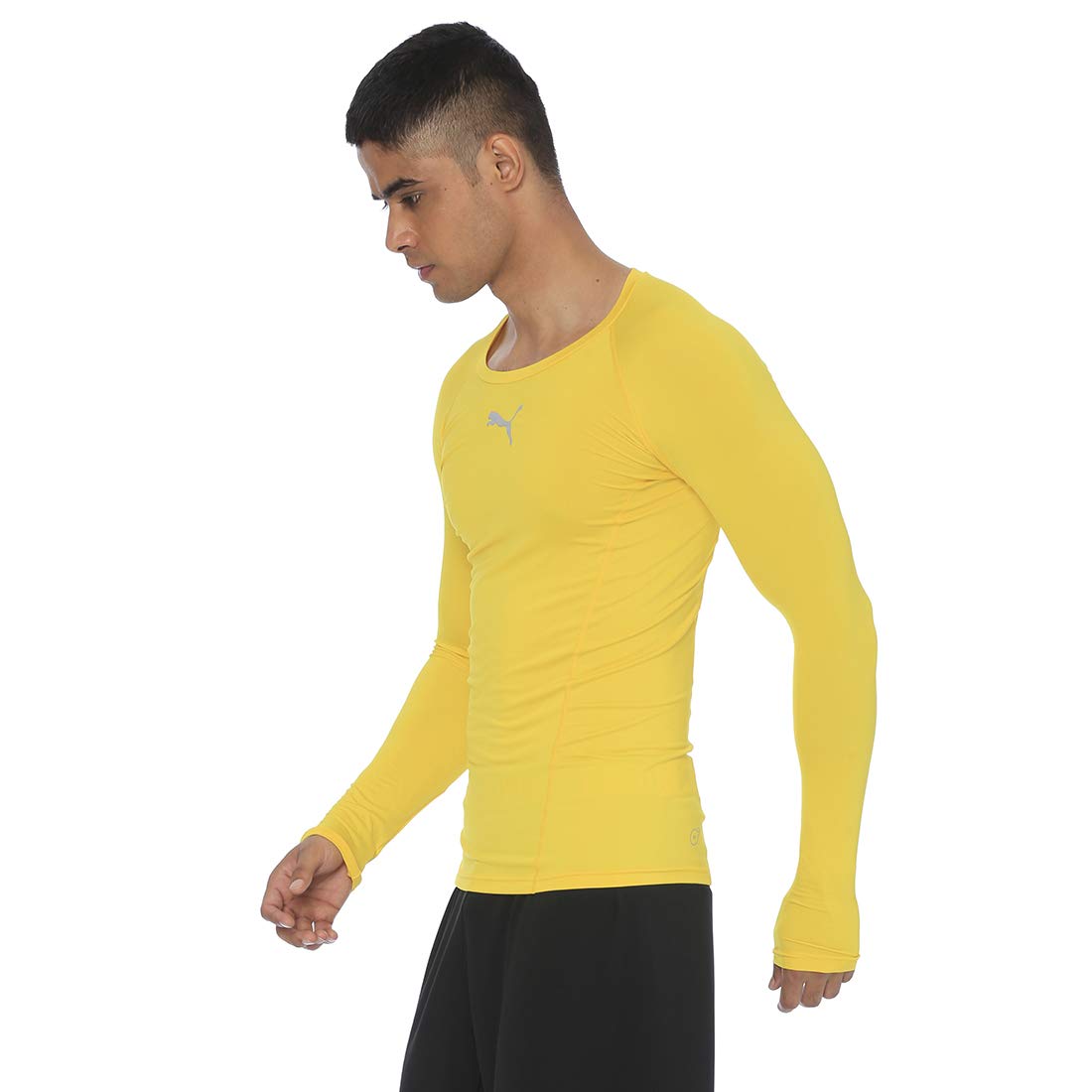 Puma Mężczyźni Liga Baselayer Tee Ls Koszulka Kompresyjna, Żółty (Cyber Yellow), M