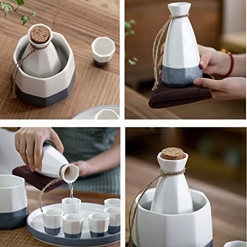 Juego de sake japonés de cerámica: juego de sake inastillable y resistente 3