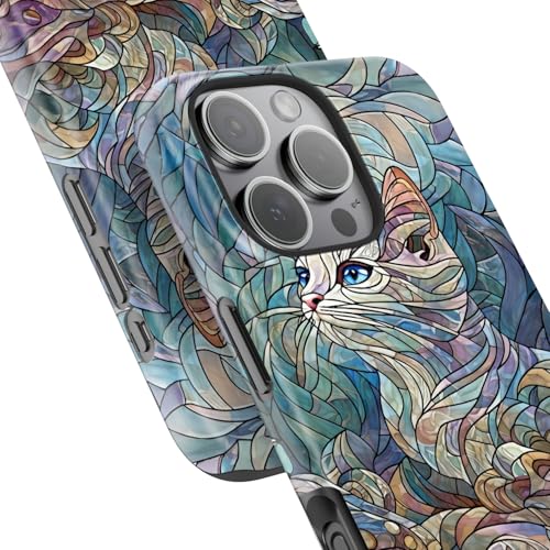 Image of Goodon for iPhone 16 Pro Case Cute - Wireless Charging Compatible - Dual-Layer Hard Shell + Silicone Cover - Protective Phone Case with Trendy Designs for Women - an Abstract Ragdoll Cat