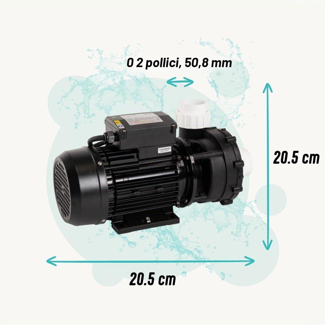 LIVIN LP250 - Pompa per vasca idromassaggio, 1,85 kW/2,5 HP e 600 l/min, pompa per piscina da terra con 230 V/50 Hz e pompa jet, senza rumore