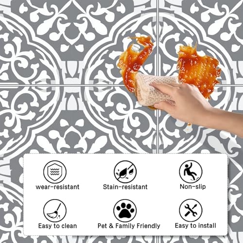 Image of Nuxovilar Peel and Stick Vinyl Floor Tiles, 12x12 Inch