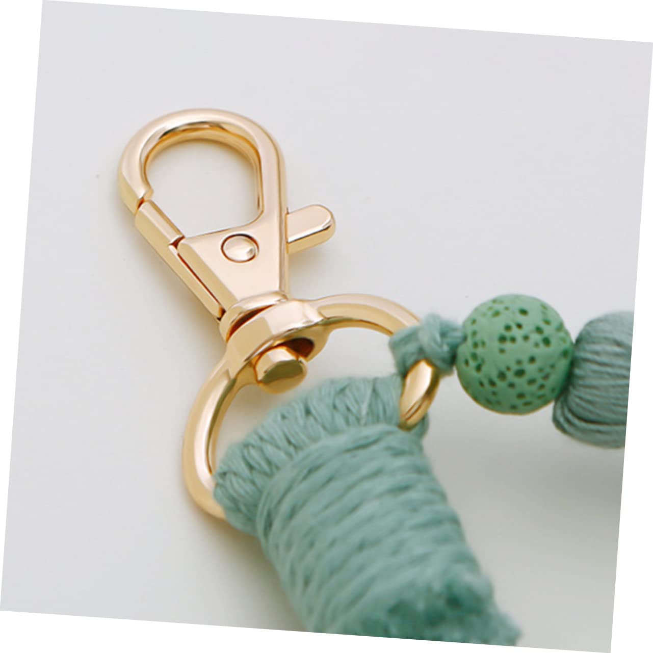 SHERCHPRY Handschlaufe Schlüsselanhänger Silber Stich häkeln Halter Brieftasche Frauen Schlüsselarmbänder für Frauen Handgelenk mit Schlüsselanhänger Vulkangestein Light Green