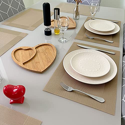 6 Peças Jogo Lugar Americano Sousplat Retangular Descanso de Prato Supla de Mesa Posta (Dourado)