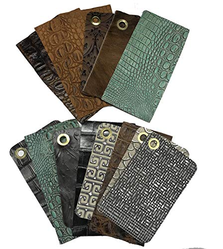 Cowhide Embossed Leather Swatches Plus Hair On Hide - 15 Pieces per Pack Size: 4.5 x 7