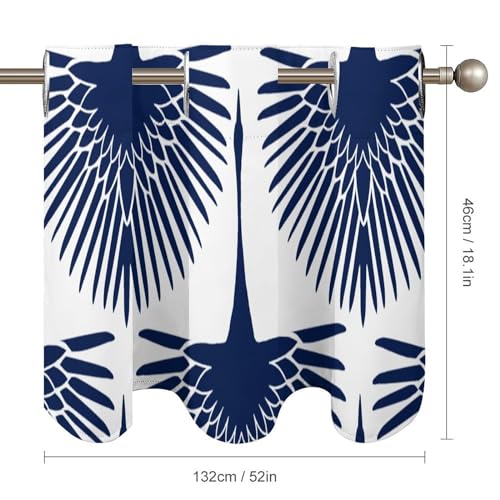 Cenefas de cortina de cisne azul marino de 52 x 18 in, cortinas cortas chinas 6