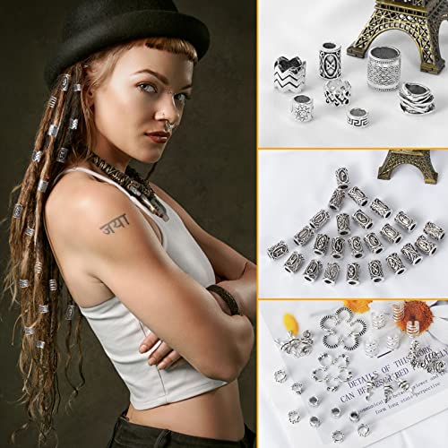 Vaikby Viking Hair Beads Set (76Pcs): Metal Silver Clips thumb #4