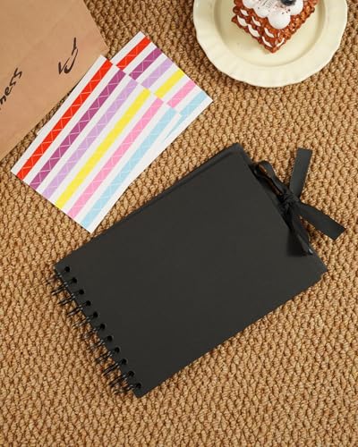Álbum de Scrapbooking de 30 páginas, 5,83 × 8,27 pulgadas, papel kraft, tapa dura con encuadernación en espiral y cierre con cinta, ideal para scrapbooking DIY, libros de recuerdos y proyectos artísticos (marrón) miniatura 3