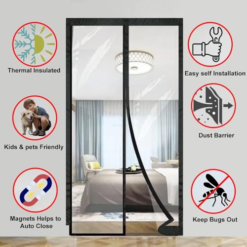 Image of The Furnishing Tree Magnetic AC Curtain | Transparent, Thermal-Insulated Door Screen | Hands-Free for Shops, Kitchens, Bedrooms, and AC Rooms, Fit Doors Upto - WxH(44 inchx78 inch), PVC Thickness 0.20 mm.