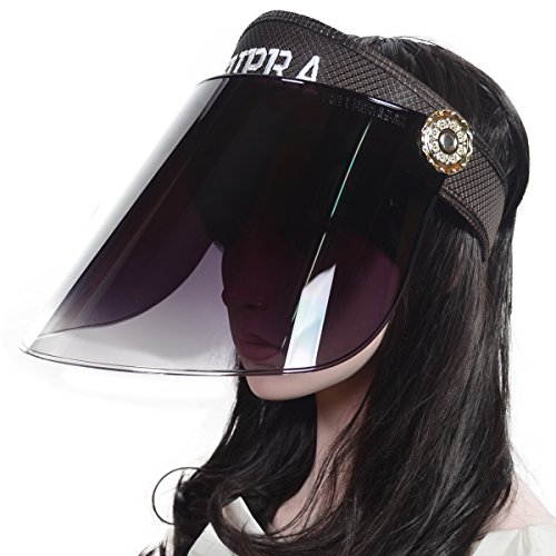 Women Summer Solar Protection Cap Visor Sun Hat Anti-UV Cap (Black)