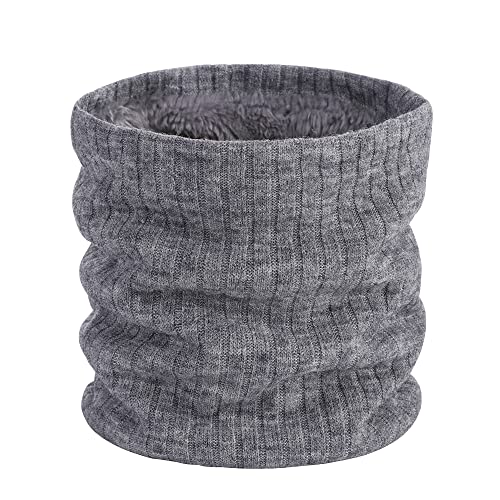 Lawen Creative Bufanda Térmica Acolchada y Engrosada para Exteriores, Bufanda Tubular Unisex Calentador de Cuello Mascarilla de Color Sólido con Doble Bufanda de Punto (Gris) Cover