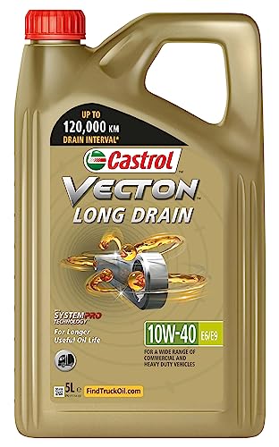 Castrol VECTON LONG DRAIN 10W-40 E6/E9 Aceite de Motor 5L, El embalaje puede variar