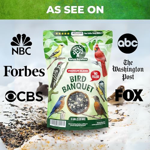 Image of Wild Bird Seed for Outside Feeders, No Filler Sunflower Bird Food, 20 lb | bird seeds for outside wild birds, over 60% sunflower with peanuts and safflower, no fillers, made in USA