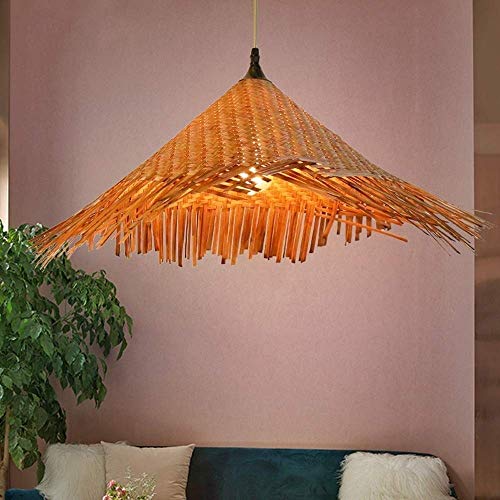 Lámpara de bambú colgante de techo hecha a mano 40W E27 de 45 cm 6