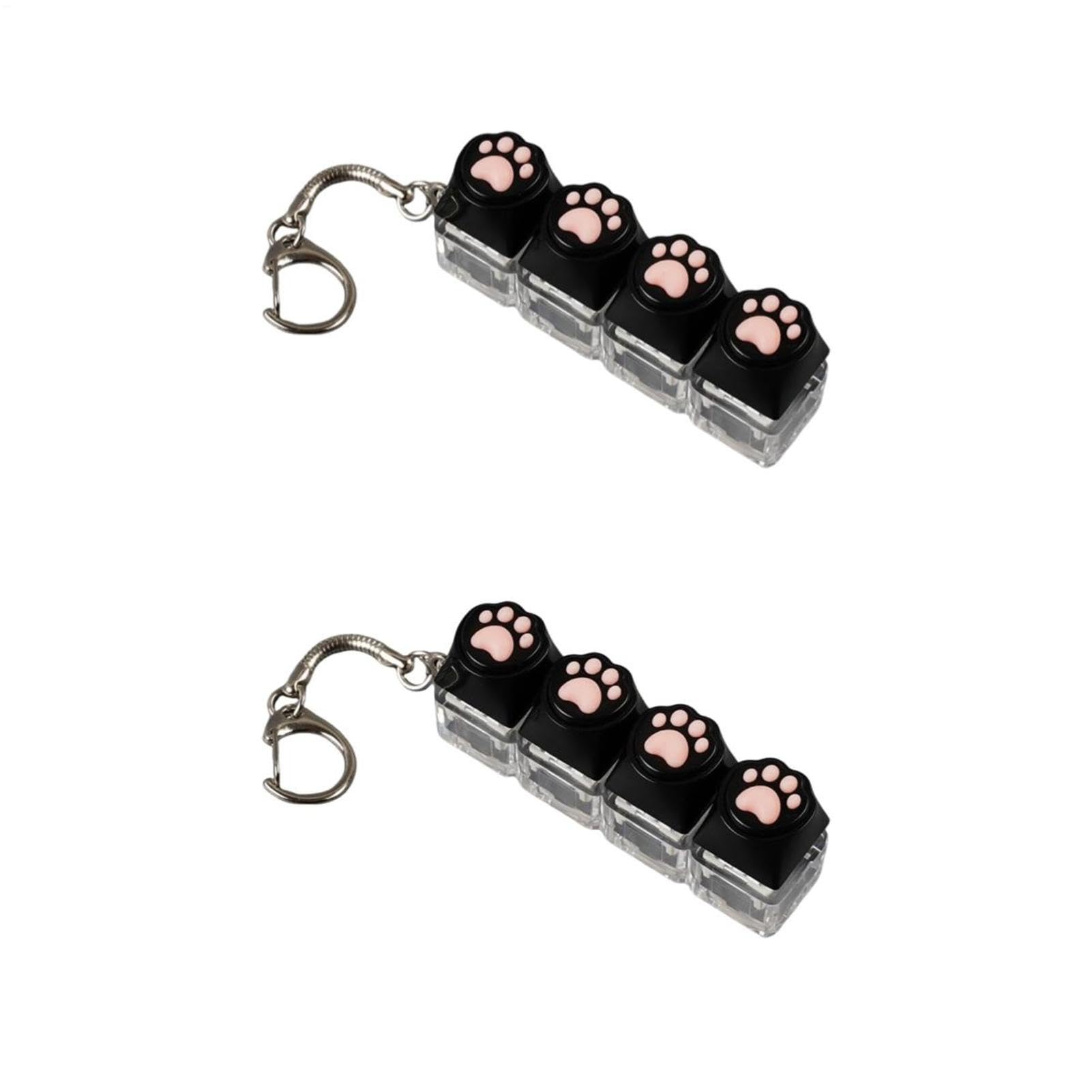 Keyboard Fidget Toy | 2PCS Cat Paw Keyboard Clicker Fidget Toy | Cute Stress Relief Button Finger Clicker Toys with Light | Portable Button Stress Relief Fidgets Toys for Kids & Adults (Black)