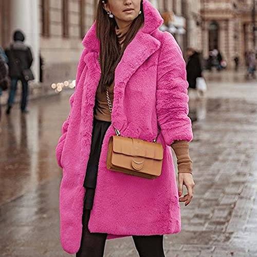 Women's Fuzzy Fleece Lapel Open Front Long Teddy Cardigan Coat Hood Faux Fur Warm Winter Outwear Jackets Plus Size2