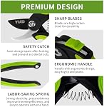 Ensemble de taille de jardin, 20 cm Perçage et ciseaux droit, noir et vert, 2-Pack